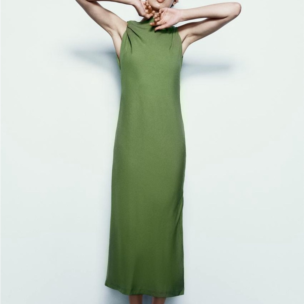 Zara Green Linen Blend Dress